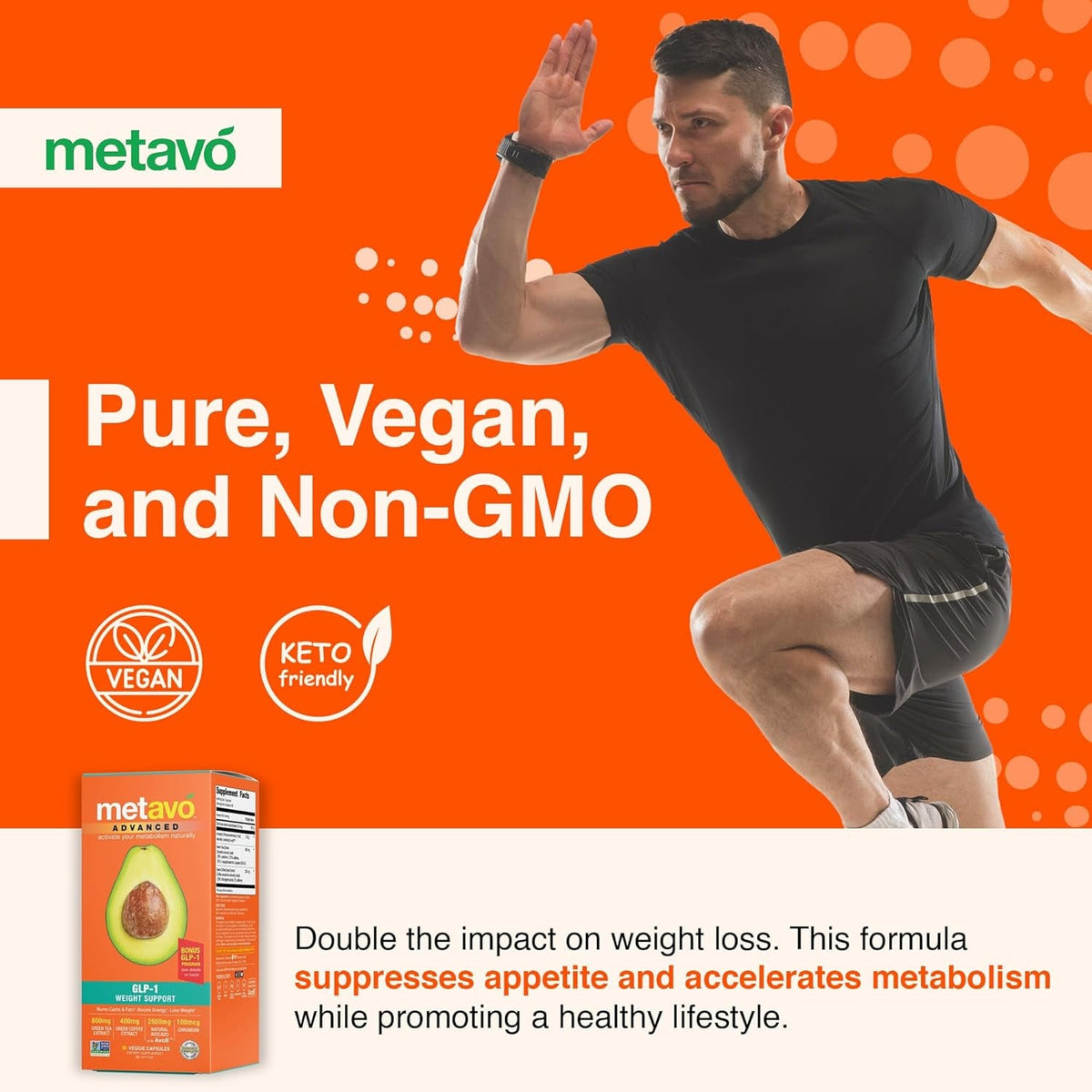 Metavo Advanced Weight Support Natural Diet Supplements with Essential Nutrients for Promoting Wellness, Enriched with Avocados, Green Tea, Chromium & Green Coffee, 90 Easy-To-Swallow Capsules