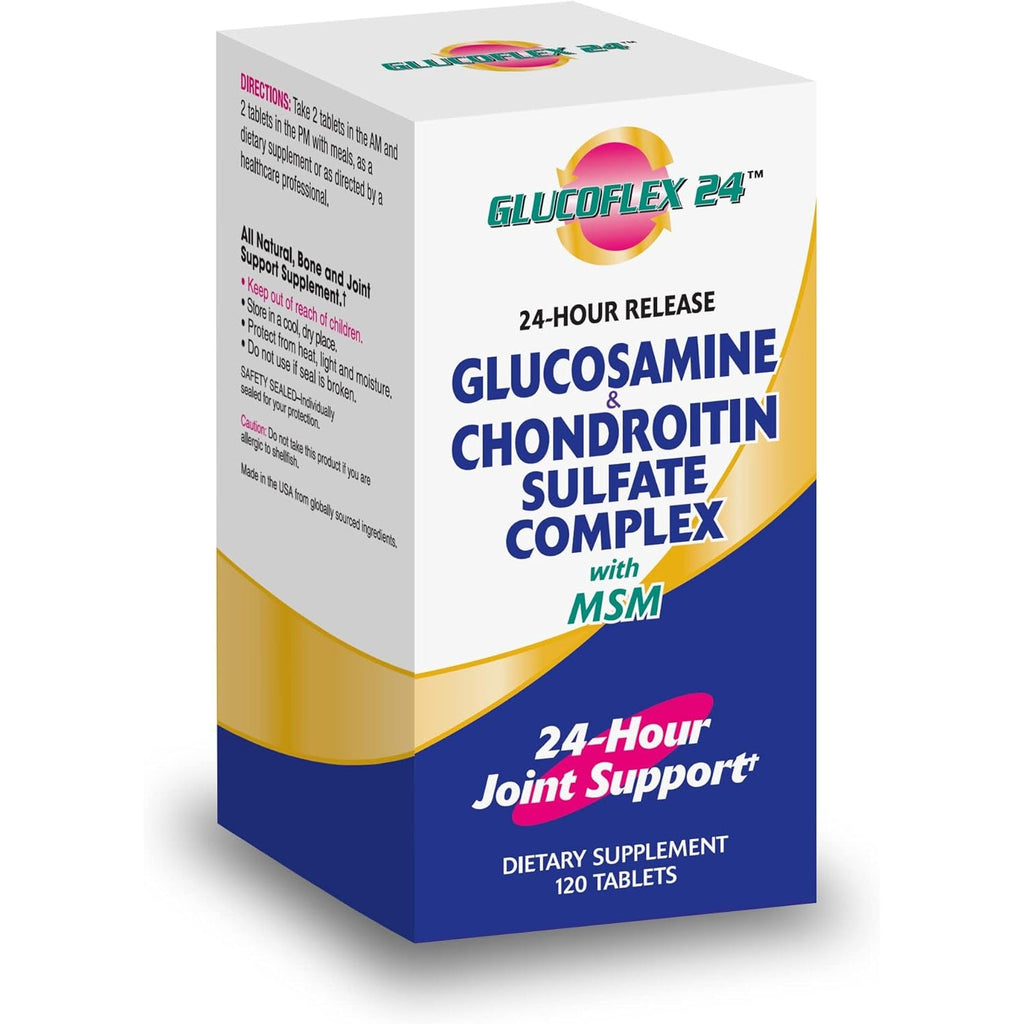 Glucoflex Glucosamine & Chondroitin Sulfate with MSM, 24 Hour Joint Support, Healthy Bones, Supports Healthy Mobility, 30 Servings, 120 Count