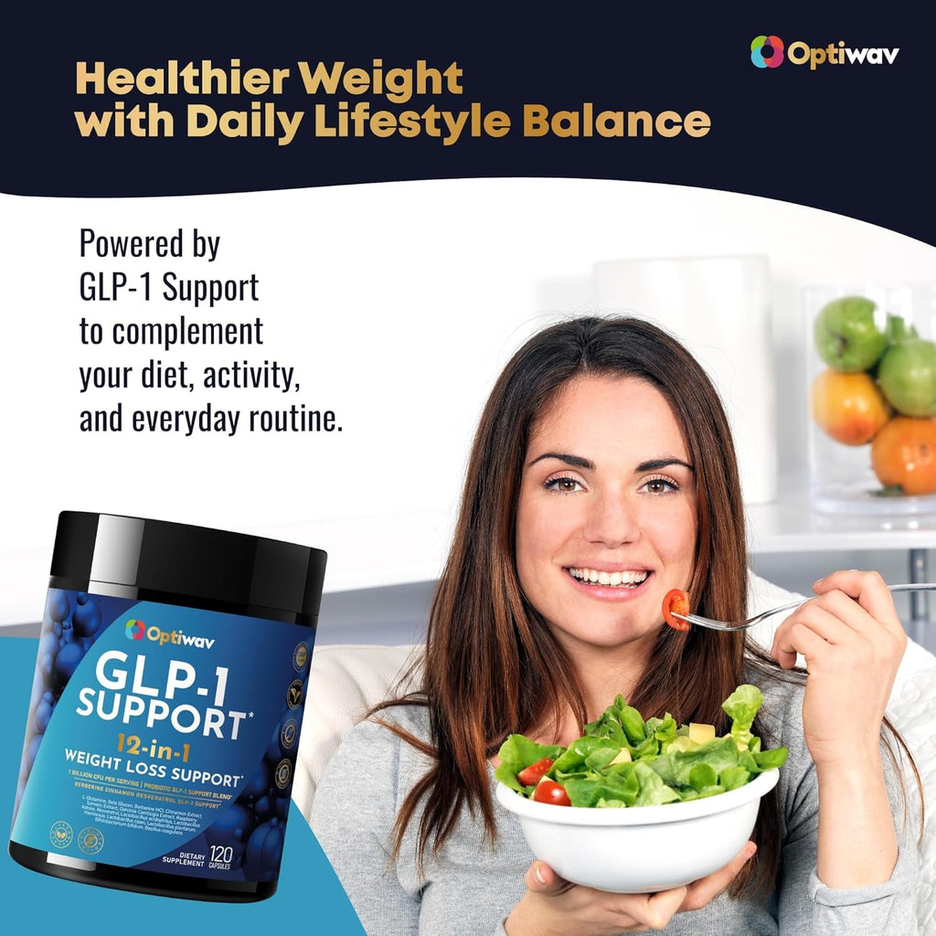 GLP-1 Support Probiotic Weight Loss Supplement - Natural GLP1 Support Appetite Suppressant for Women Men - for Daily Fat Burn Hunger Control Metabolism Boost Gut & Curb Cravings Support