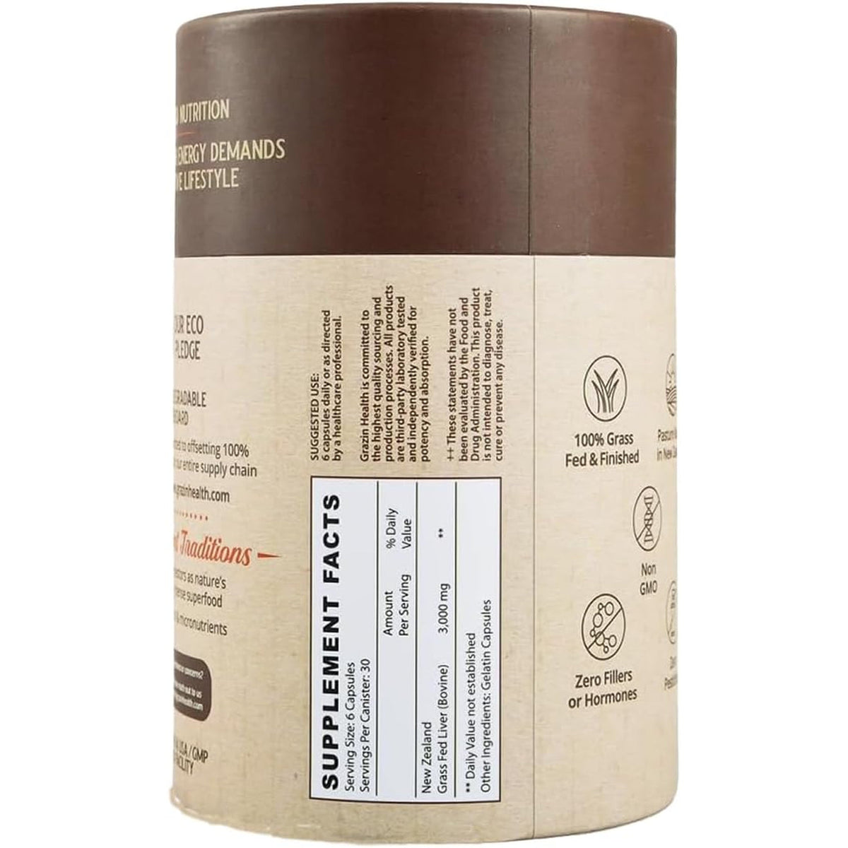 Grass Fed Beef Liver from New Zealand - Freeze Dried 3000Mg per Serving (500Mg per Capsule) (30 Servings)