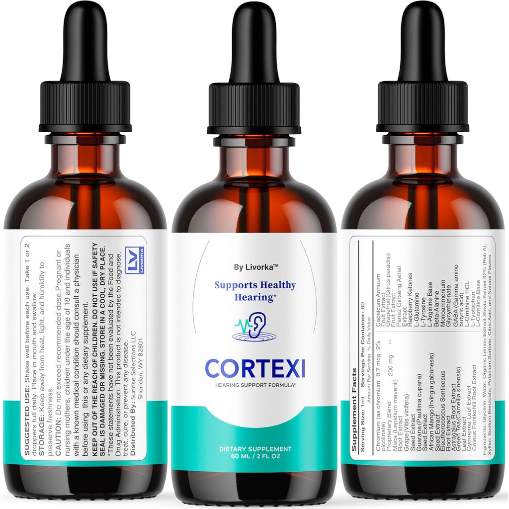Cortexi Oral Drops to Drink - Formula for Ear Health, Hearing Support - Pack of 2 Bottles (60 Day Supply)