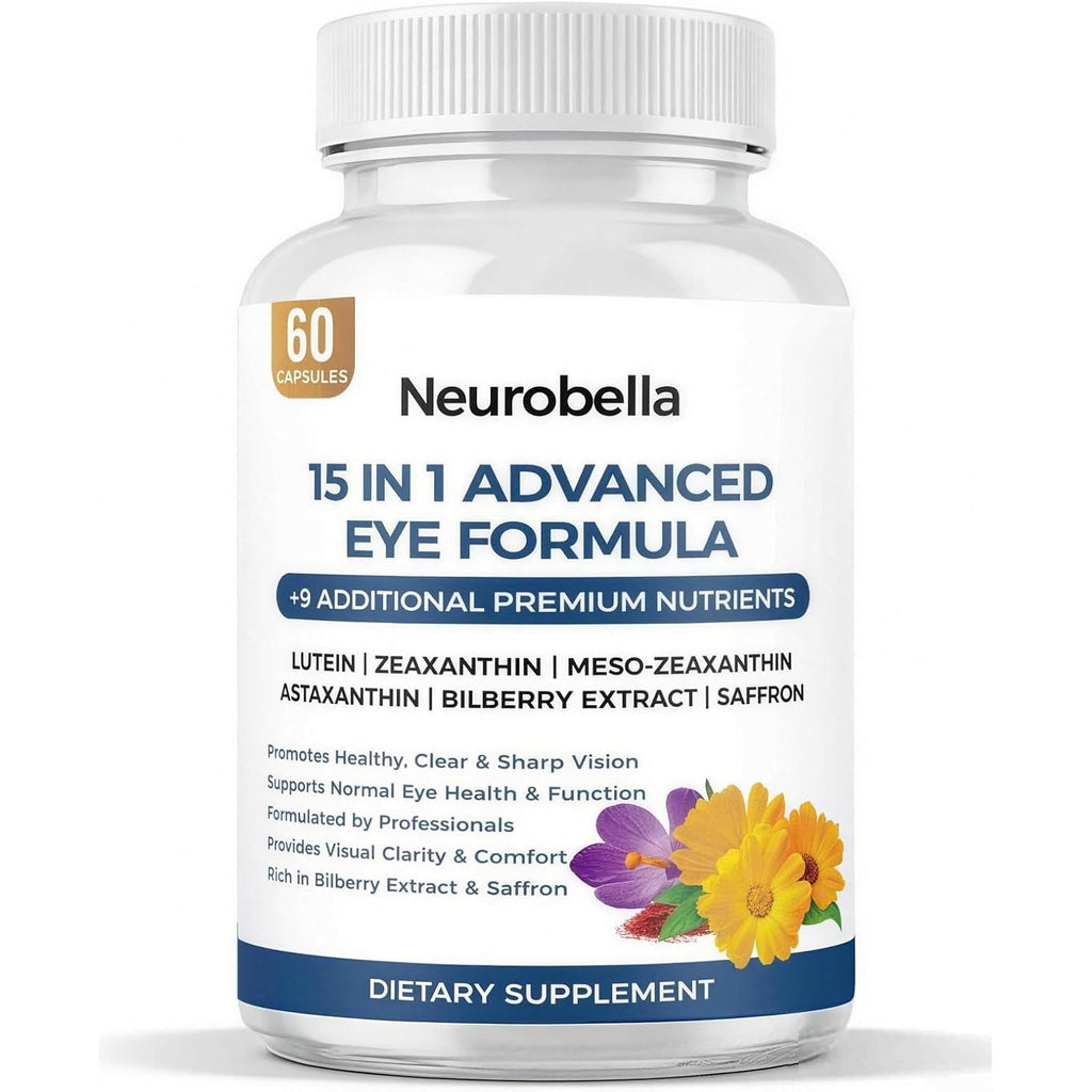 15-In-1 Advanced Eye Formula, Eye Support Formula for Daily Comfort with Lutein, Zinc, Luteolin, 60 Capsules
