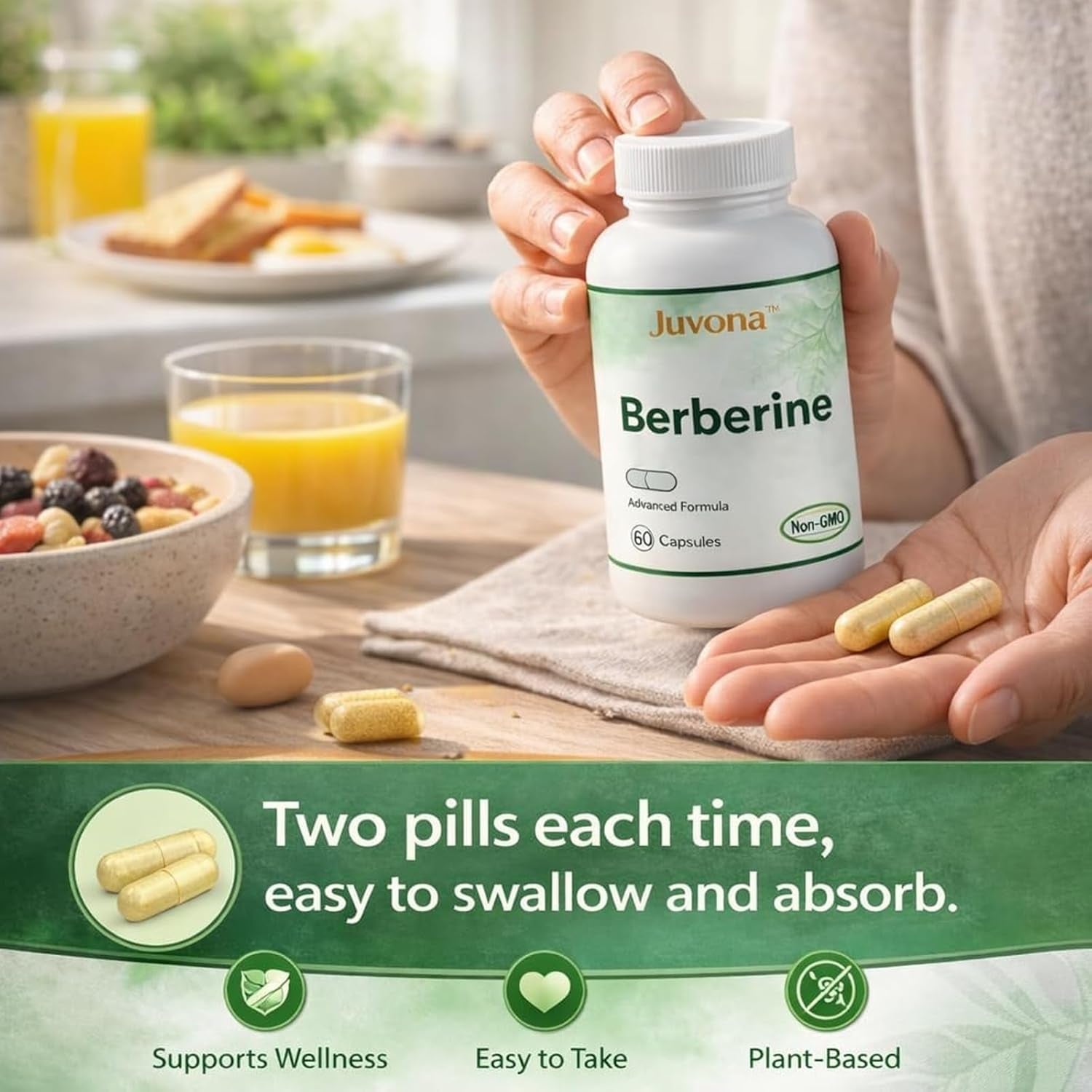 Juvona Berberine – Advanced Formula | Non-Gmo | 60 Capsules