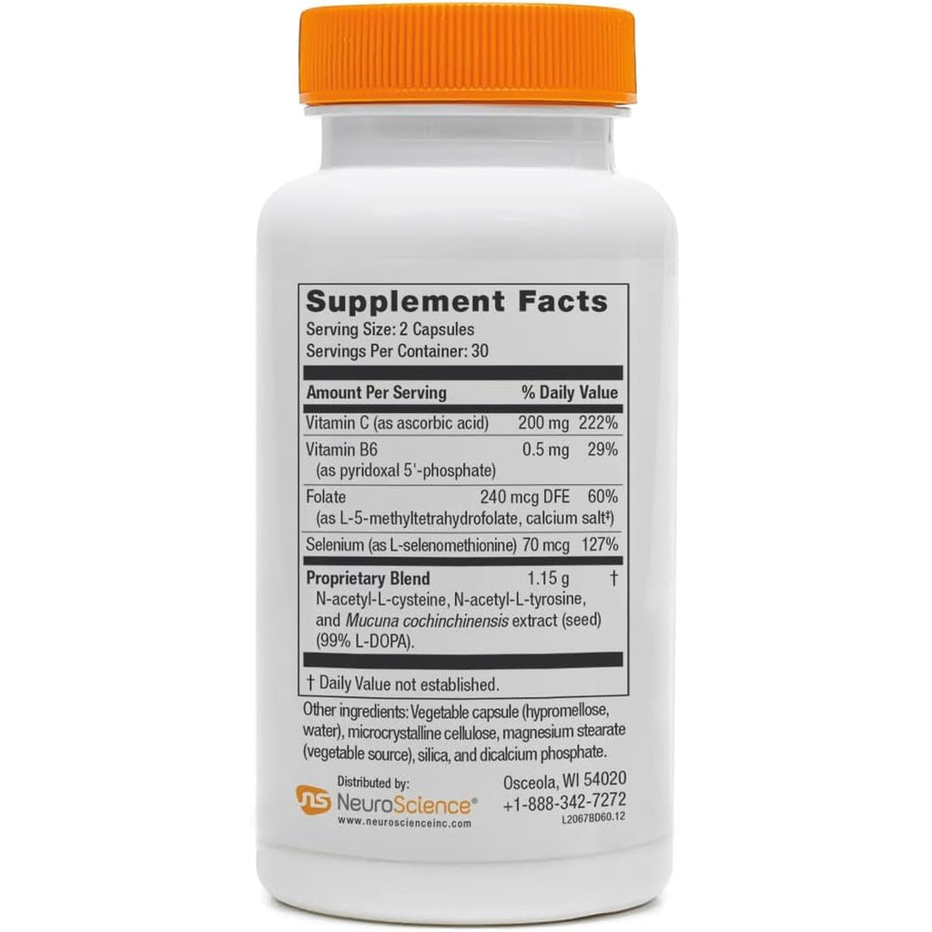 Neuroscience Balance D - Mood Support Supplement for Energy, Focus & Brain Health - Vitamin B6, Folate & More - Aid Dopamine Synthesis for Healthy Craving Control & Cognition (60 Capsules)