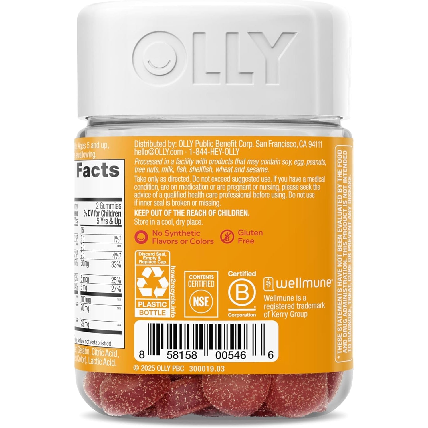OLLY Kids Immunity Gummy, Immune Support, Wellmune, Elderberry, Vitamin C, Zinc, Chewable Supplement, Cherry - 50 Count