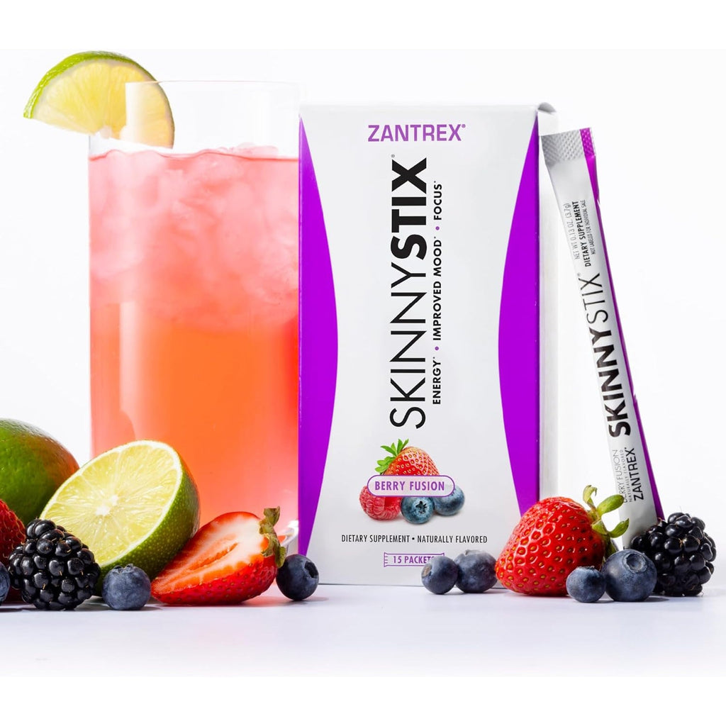 Zantrex Skinnystix Berry Fusion GLP-1 Support Drink Mix, Energy & Metabolic Support Powder, Appetite Control, 15 Single-Serving Packets