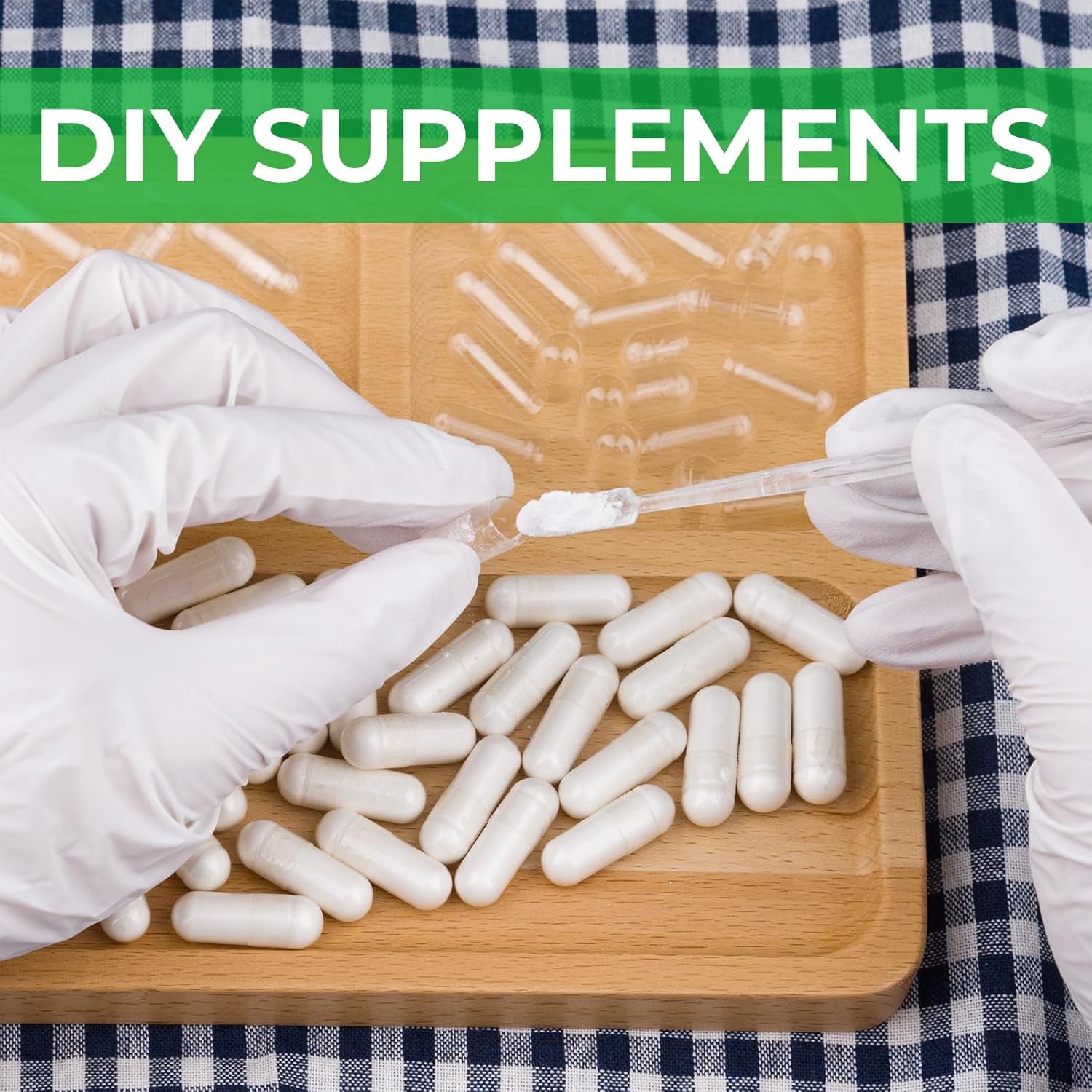 Size 0 Capsules Empty Vegan Plant Based Clear (100 Count) Gluten Free, Non-Gmo, Halal Certified Pill Caps Filling Kit with 2 Spoons for Vegetarian DIY Your Own Supplements