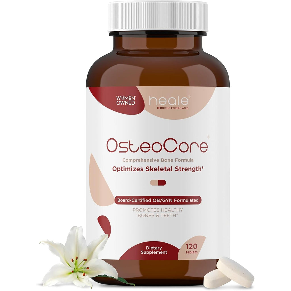 Osteocore - Calcium Supplements for Women (1 Month Supply) Osteoporosis & Bone Health - Calcium Absorption - Vitamin D3 & Vitamin K2 Complex - Gluten Free, Non GMO, Made in USA by Heale - 120 Tablets