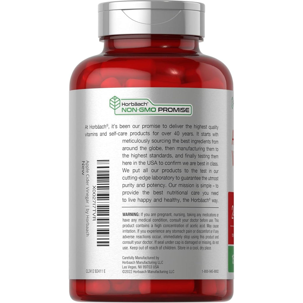 Horbäach Apple Cider Vinegar Capsules | 2400Mg | 150 Count | Non-Gmo, Gluten Free Supplement