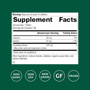 Standard Process Ribonucleic Acid RNA - Cell Development Support - Aids Protein Synthesis - Vegan, Gluten-Free, Non-Soy, & Non-Grain - 90 Tablets (90 Servings)