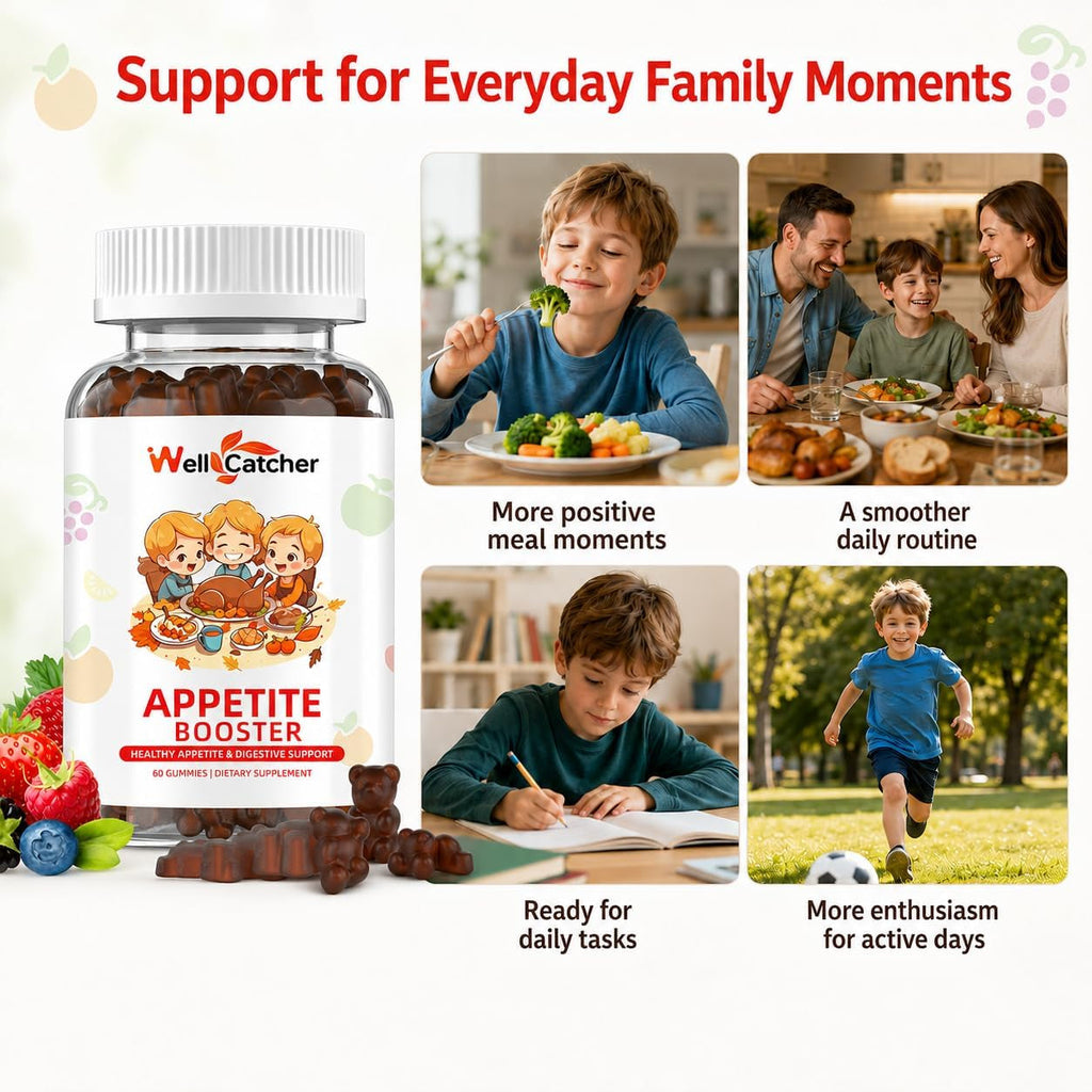 Appetite Booster Gummies for Kids Adults: Picky Eater Vitamins Support Eat More Height Growth Gut Health & Nutritional Balance with Bromelain Hawthorn Zinc, Sugar Free 60CT