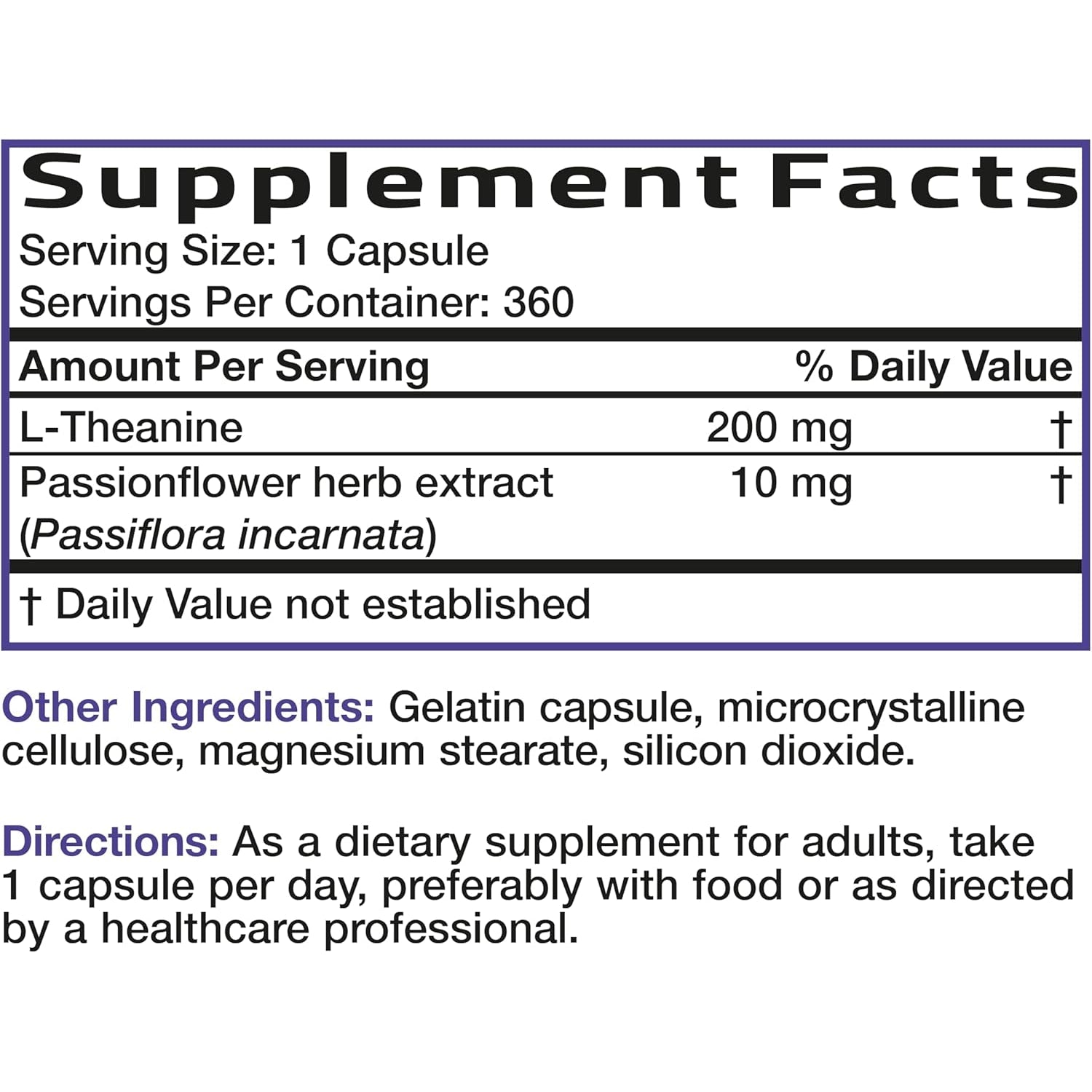 Bronson L-Theanine 200Mg (Double-Strength) with Passion Flower Herb, Non-Gmo Gluten-Free Soy-Free Stress Management Supplement, 360 Capsules
