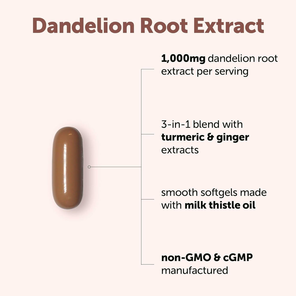 Micro Ingredients Dandelion Root Extract (Taraxacum Officinale) 1,000Mg per Serving, 240 Softgels | 3-In-1 Herbal Blend with Turmeric & Ginger Extract | Made with Milk Thistle Oil | Non-Gmo