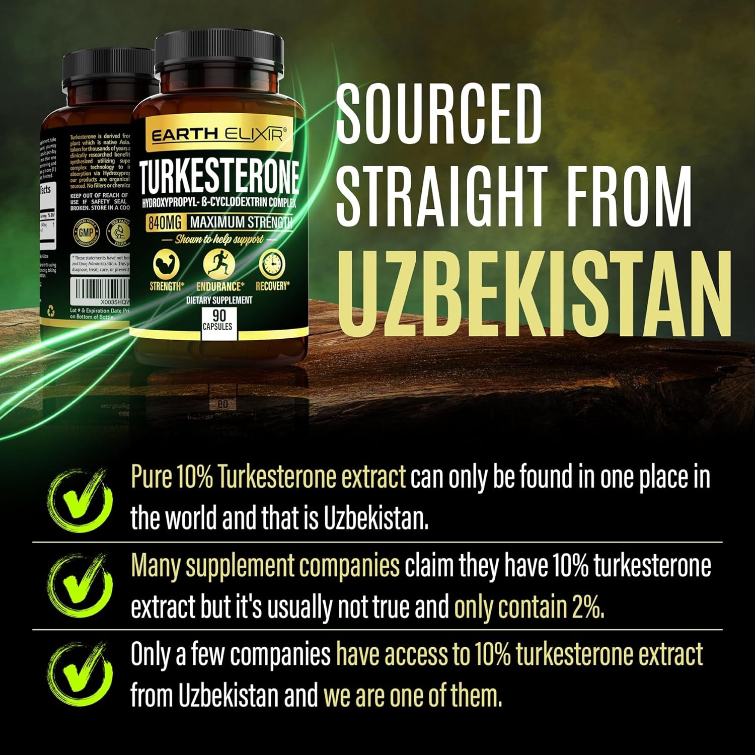 Turkesterone 840 Mg – Natural Testosterone Support - 100% Pure Turkesterone Supplement for Men & Women - Ajuga Turkestanica Extract - Made in USA & 3Rd Party Tested for Strength, Energy & Vitality