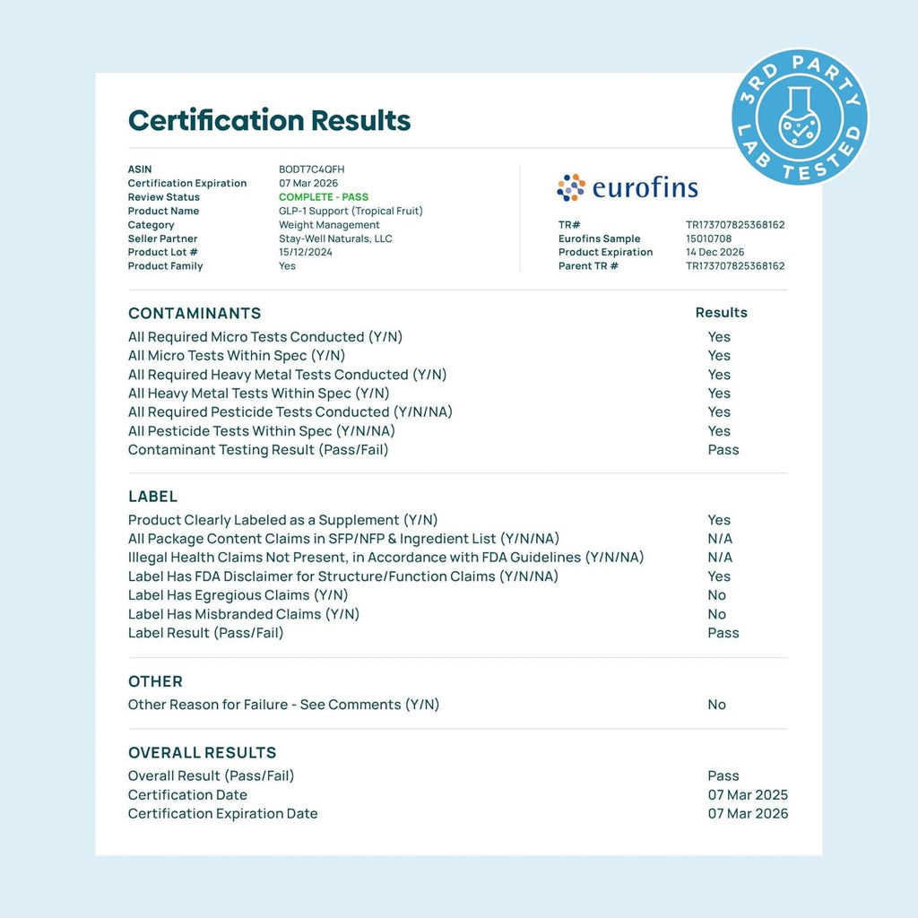 GLP-1 Supplement | Natural GLP-1 Production | GLP 1 Booster Drink Mix to Control Appetite and Cravings | Great Tasting Metabolic Support - Yerba Mate, Garcinia Cambogia, Berberine [Tropical Fruit]