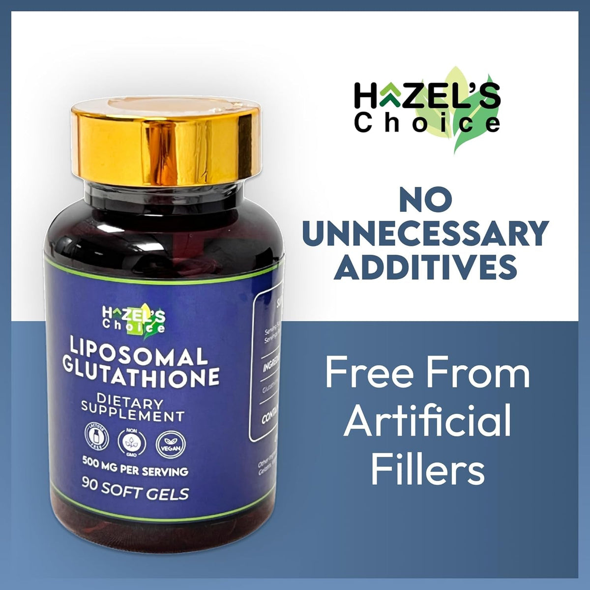 HAZEL'S Choice Liposomal Glutathione 500Mg | 90 Soft Gels | Non-Gmo, Lactose-Free | Soft Gel Format