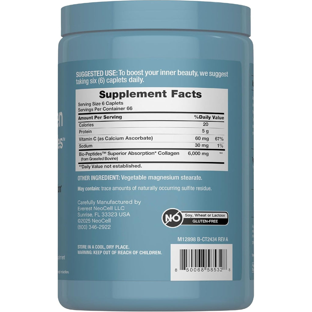 Neocell Collagen Peptides Pills | 400 Caplets | Grass Fed | with Vitamin C | Superior Absorption Formula | for Women and Men