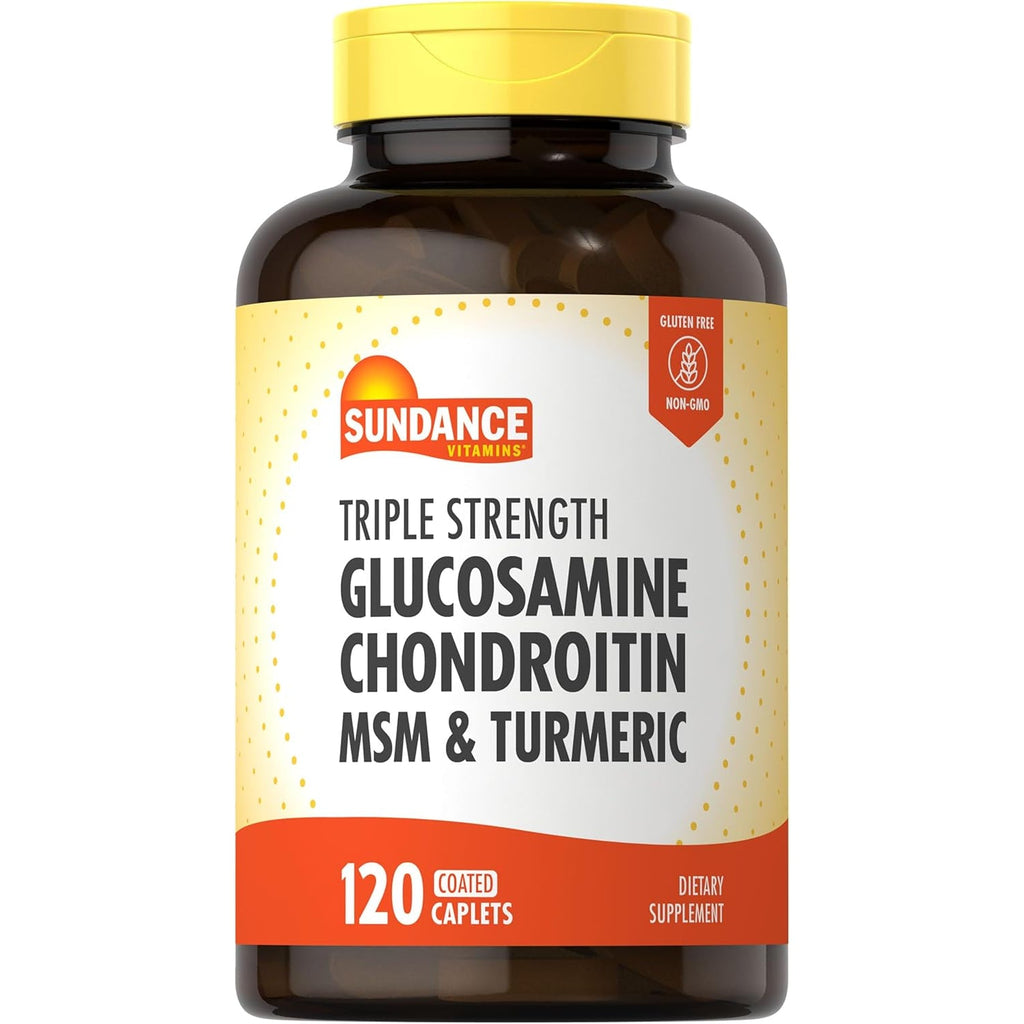 Sundance Glucosamine Chondroitin with MSM and Turmeric | 120 Caplets | Triple Strength Formula | Non-Gmo & Gluten Free Supplement