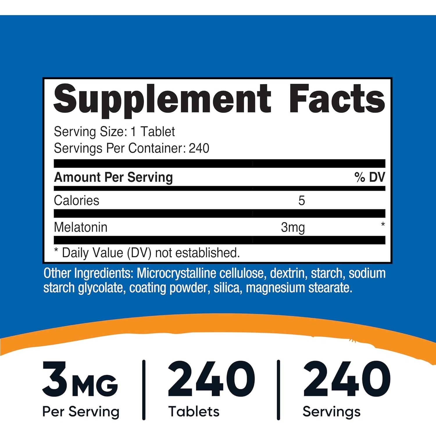Nutricost Melatonin 3Mg, 240 Tablets - 3Mg per Serving, Non-Gmo, Gluten Free