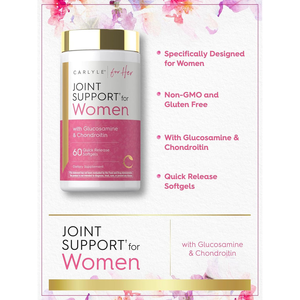 Carlyle Joint Support for Women | 60 Softgels | Complex with Omega-3 and Collagen Peptides | Non-Gmo, Gluten Free