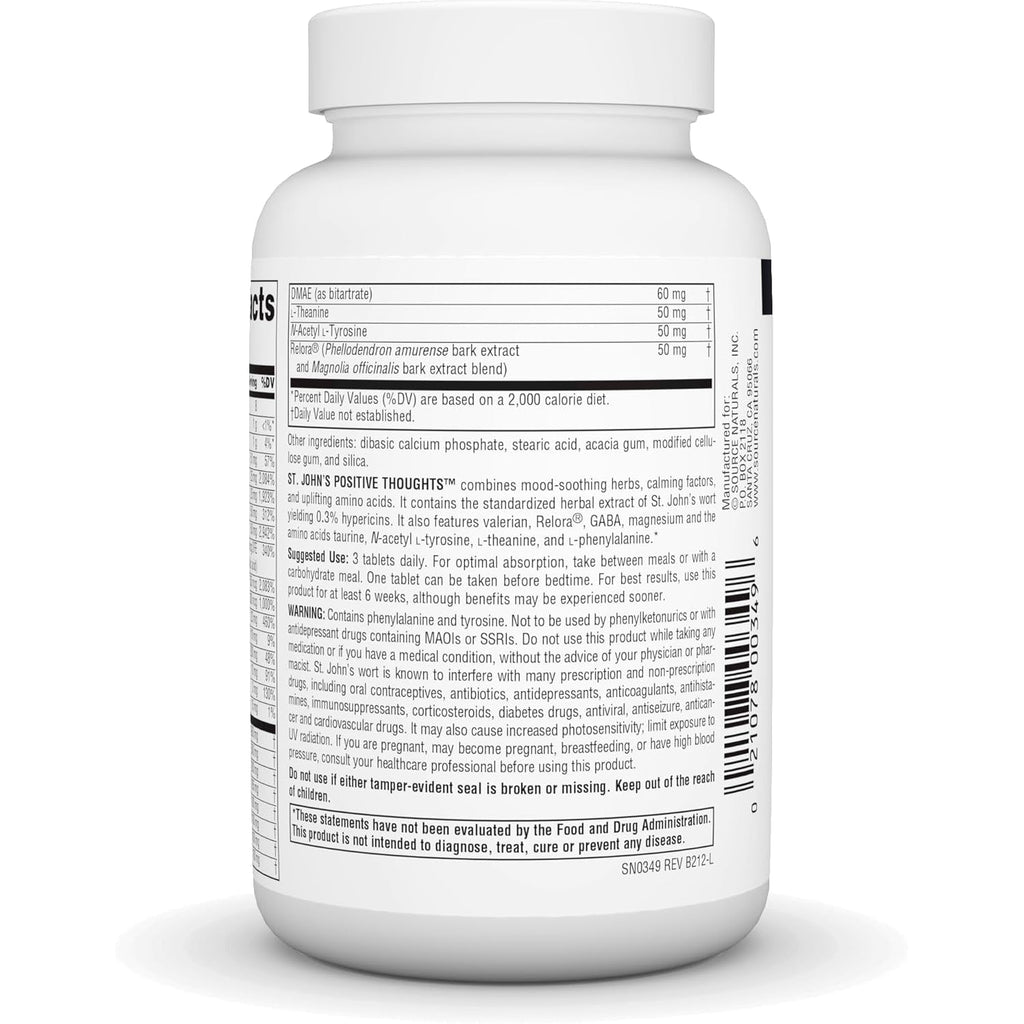 Source Naturals St. John'S Positive Thoughts, Supports a Good Mood* - 90 Tablets