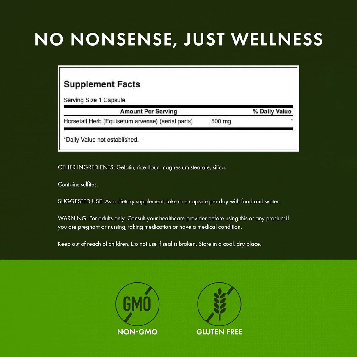 Swanson Horsetail - Herbal Supplement Supporting Healthy Hair, Skin & Nails - Natural Ingredients for Bone Health & Urinary Tract Support - (90 Capsules, 500Mg Each)