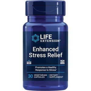 Life Extension Enhanced Stress Relief, Lemon Balm Extract, L-Theanine, Decompress with This Supplement for Stress, Gluten-Free, Non-Gmo, Vegetarian, 30 Capsules