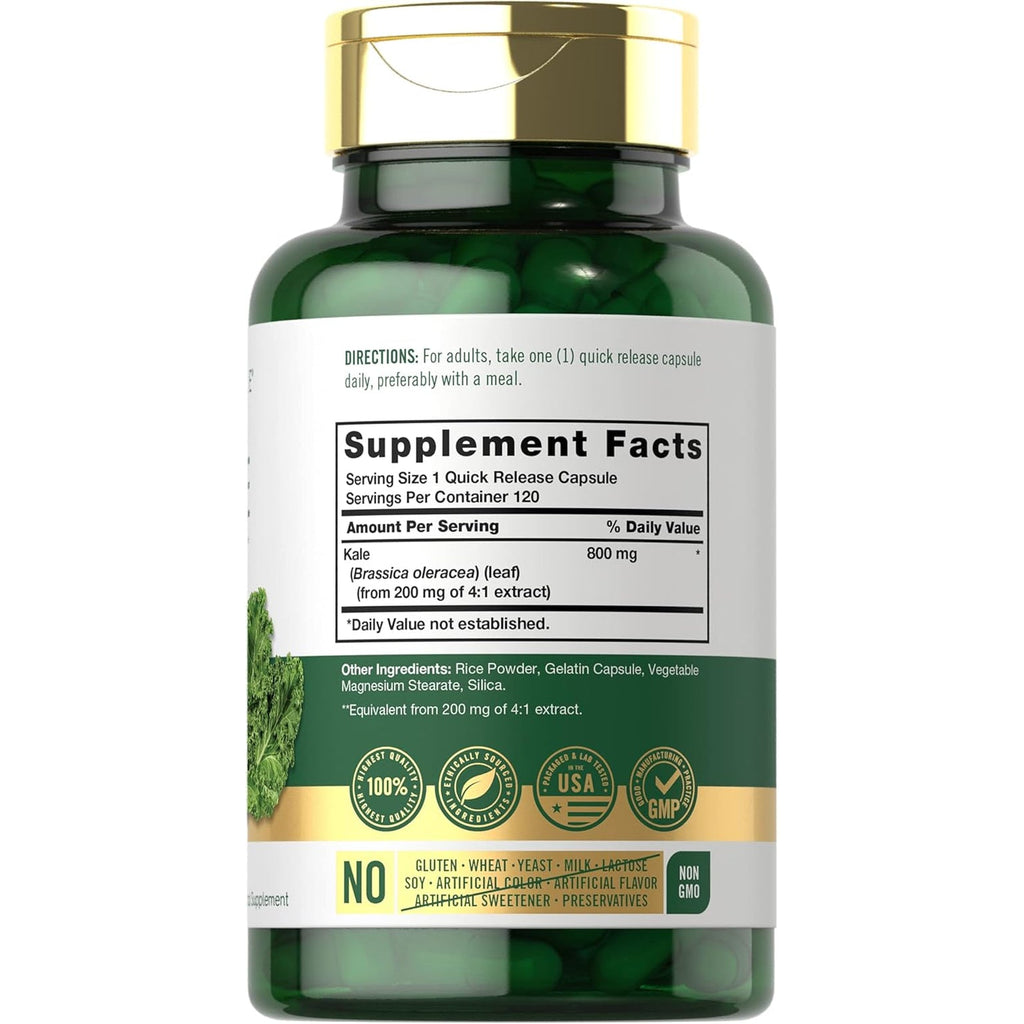 Carlyle Kale Supplement | 120 Capsules | Herbal Leaf Extract Formula | Non-Gmo & Gluten Free