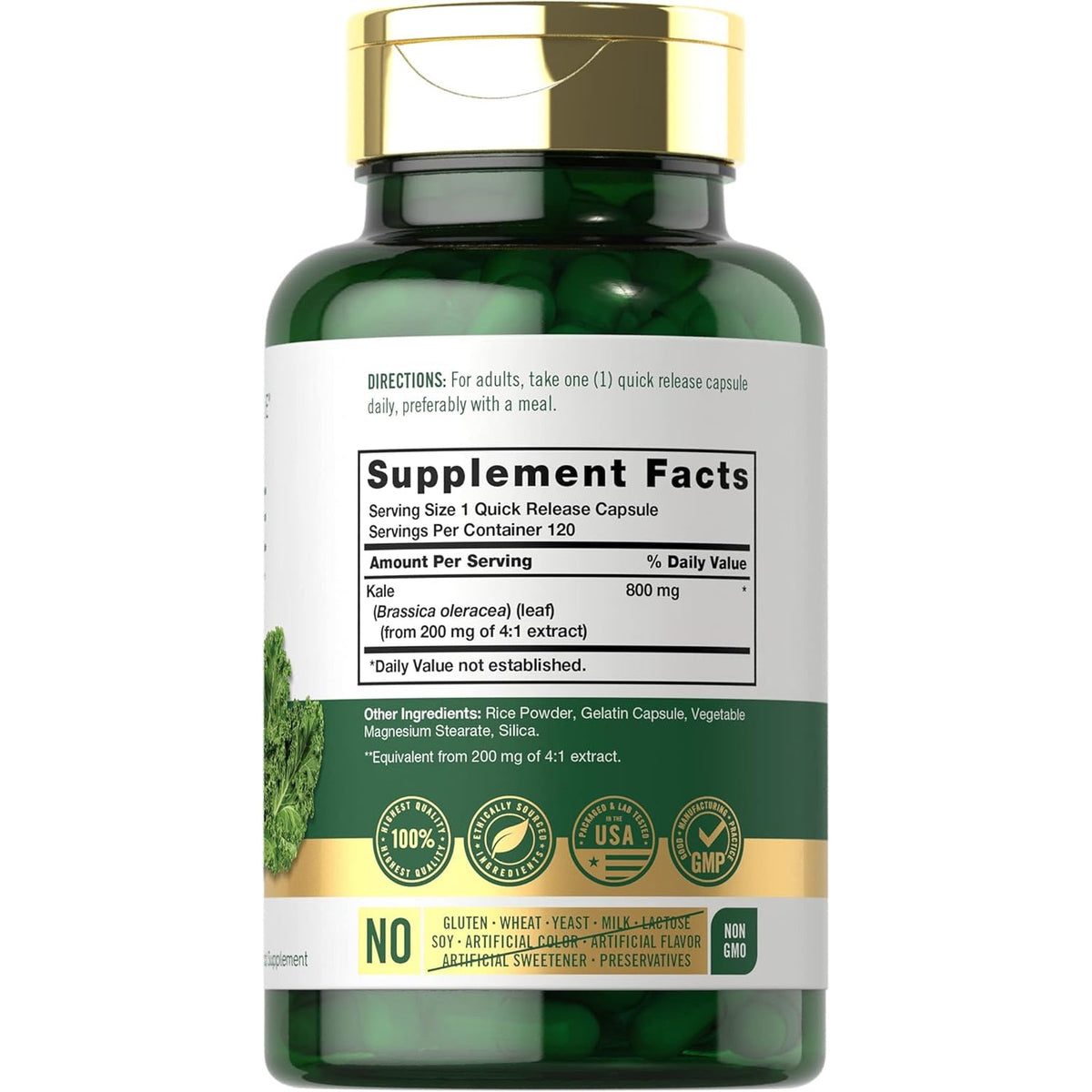 Carlyle Kale Supplement | 120 Capsules | Herbal Leaf Extract Formula | Non-Gmo & Gluten Free