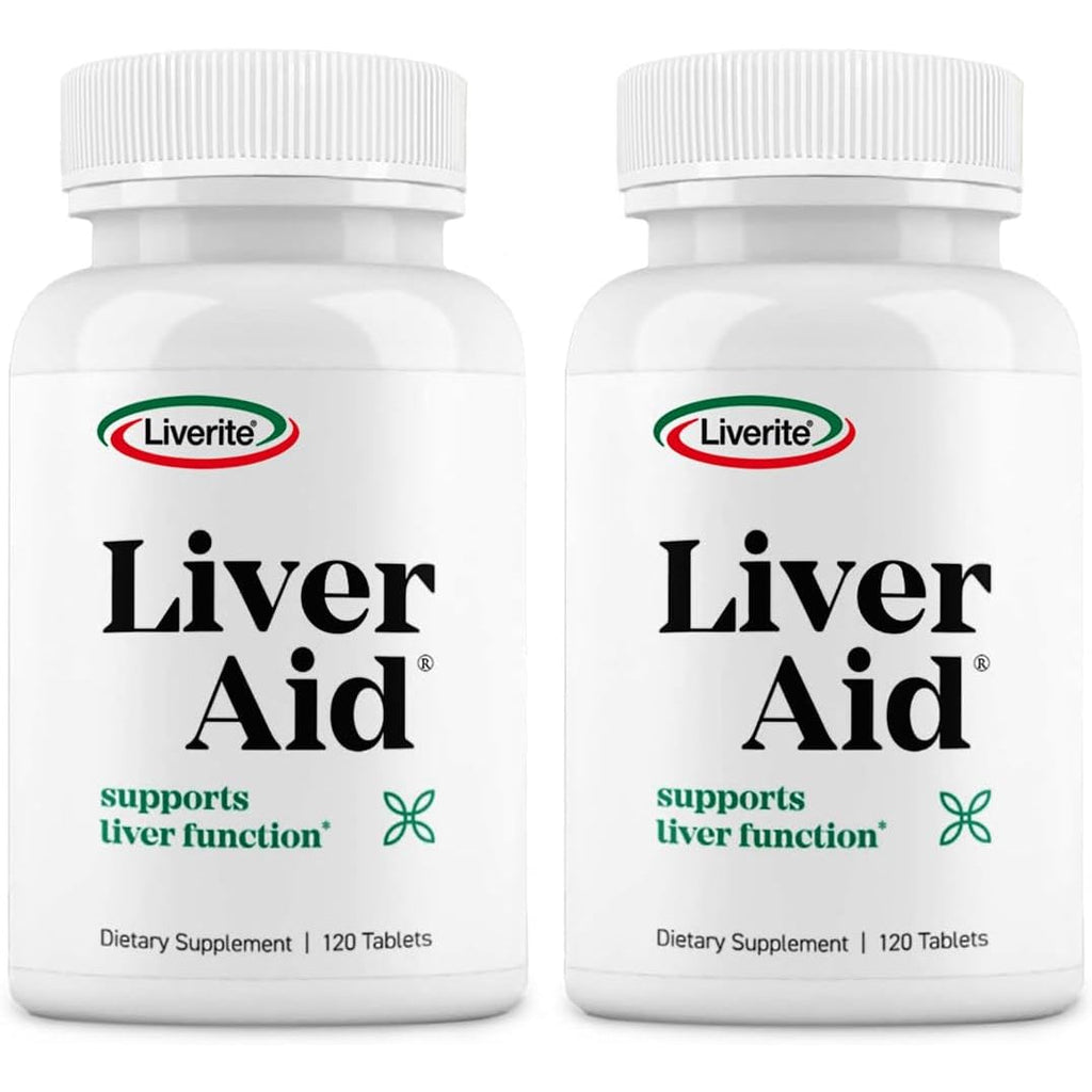 LIVERITE Liver Aid 2-Pack 120 Tablets (Total 240Ct) Supports Healthy Liver Function, Cleansing, Energy & Daily Wellness
