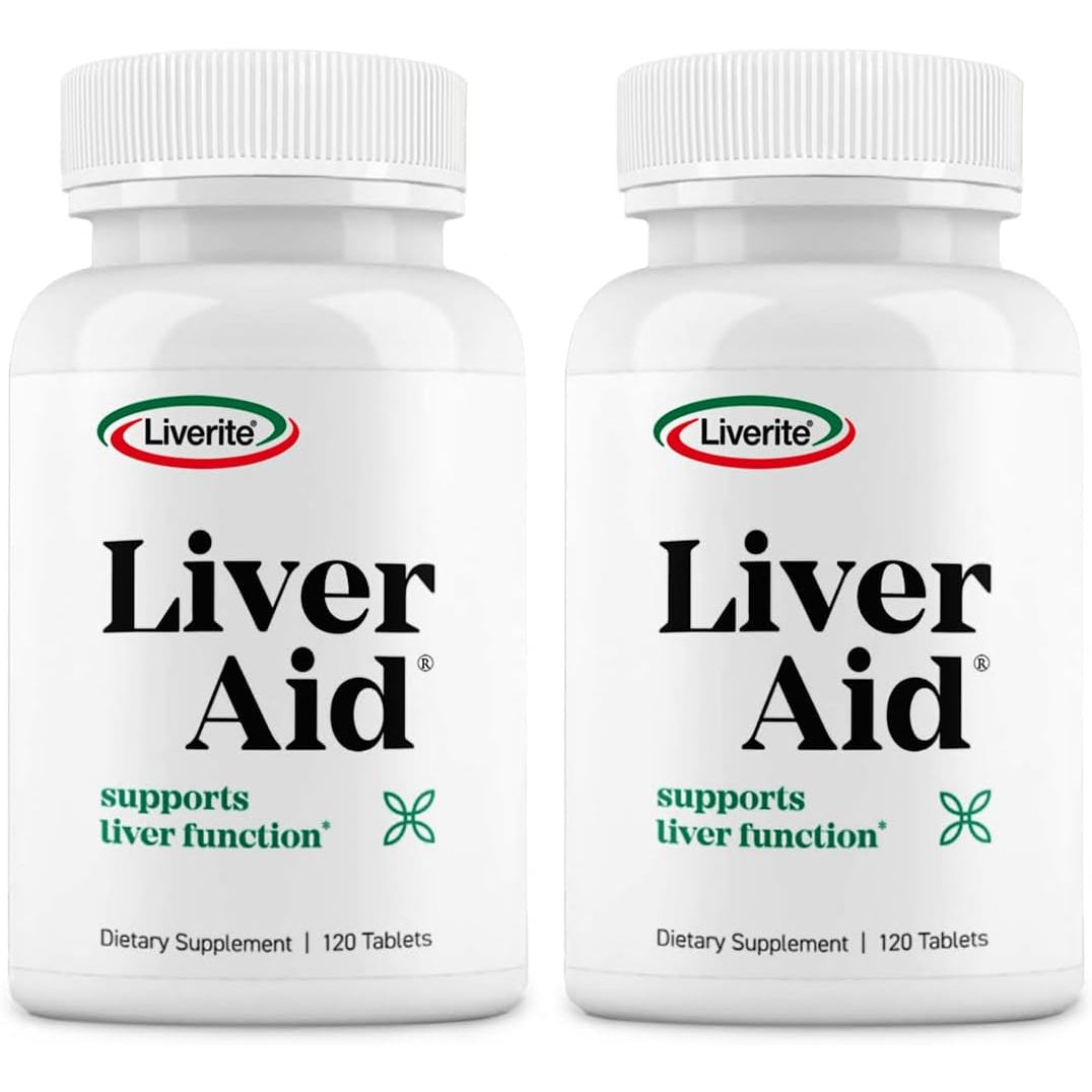 LIVERITE Liver Aid 2-Pack 120 Tablets (Total 240Ct) Supports Healthy Liver Function, Cleansing, Energy & Daily Wellness
