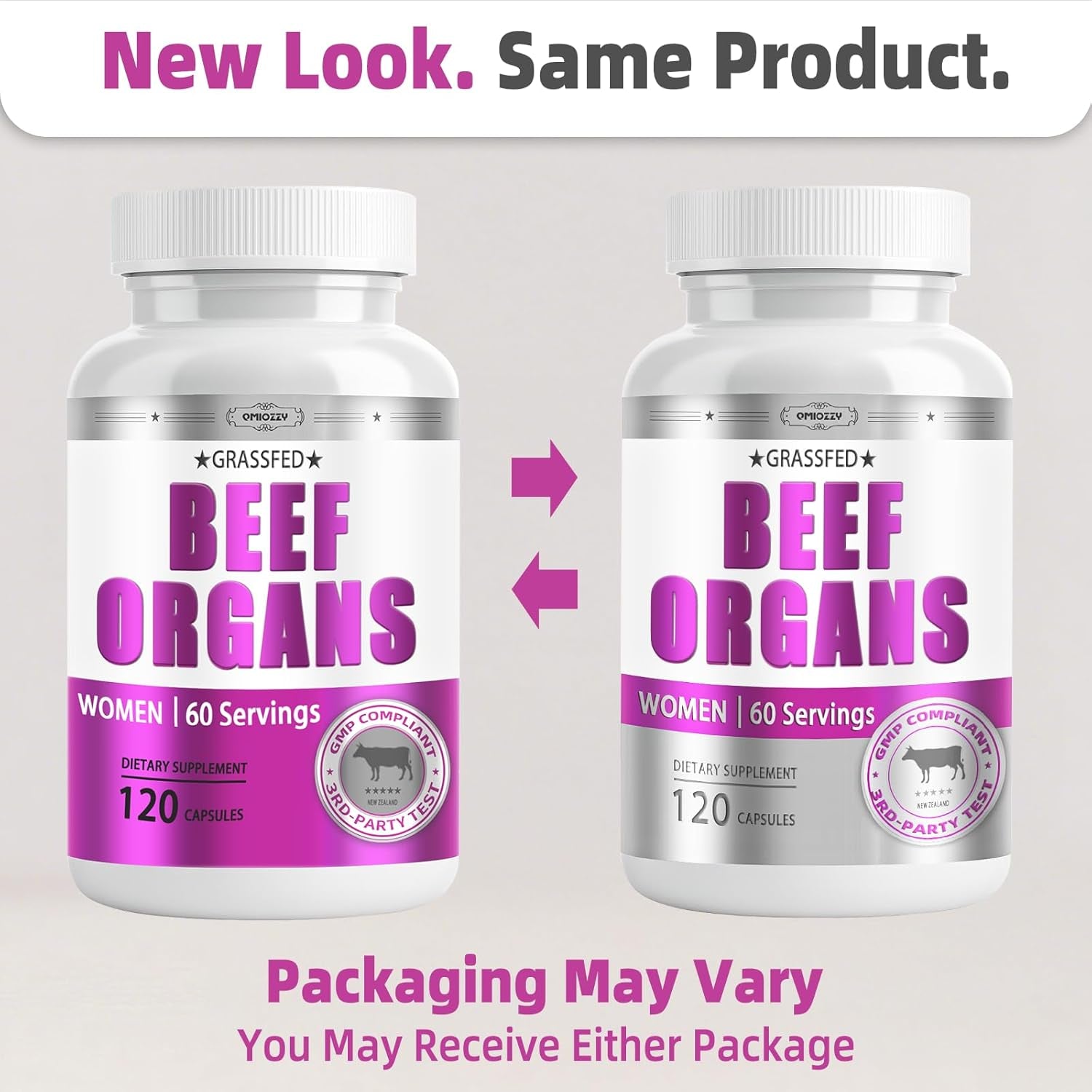 Beef Organ Supplement for Women - Grass Fed Beef Liver Organs with Heart, Uterus, Ovaries, Kidney, Bone Marrow, Supports Female Energy and Health, Pasture Raised, No Fillers, 60 Servings, 120 Capsules