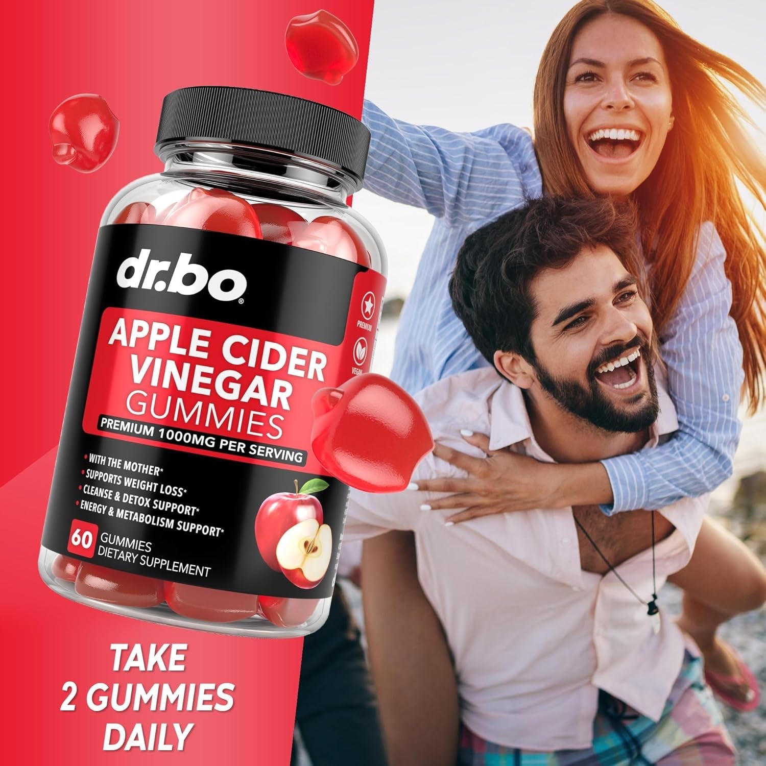 ACV Apple Cider Vinegar Gummies - Natural Support for Advanced Weight Loss, Detox, Cleansing, Digestion plus Gut Health - ACV Gummies Supplements with 1000MG Apple Cider Vinegar Gummy with the Mother