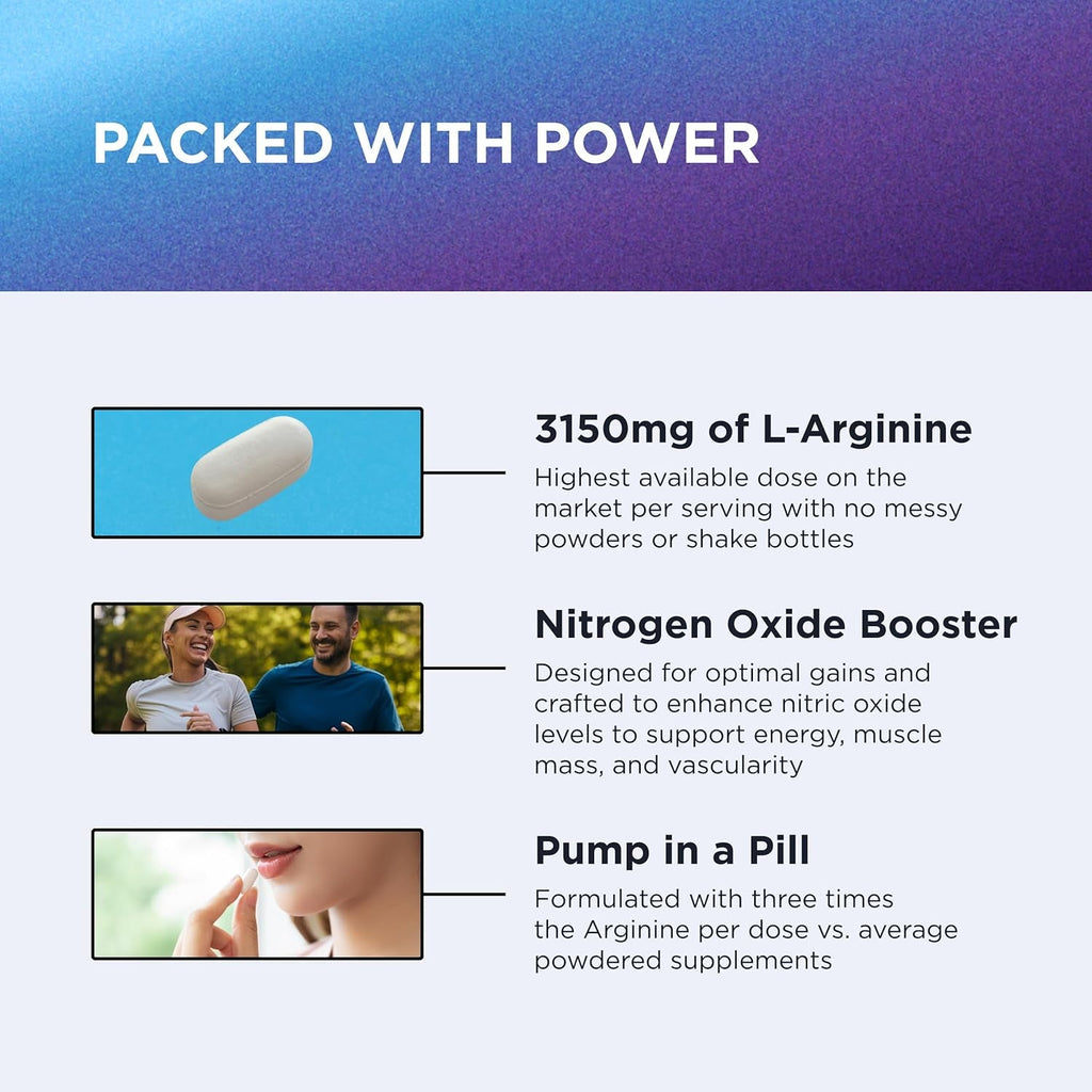 DR. EMIL NUTRITION Goliath Arginine 3000 - High-Dose Nitric Oxide Booster - Supports Blood Flow, Muscle Growth & Endurance - Workout Pump & Circulation Support - 90 Tablets