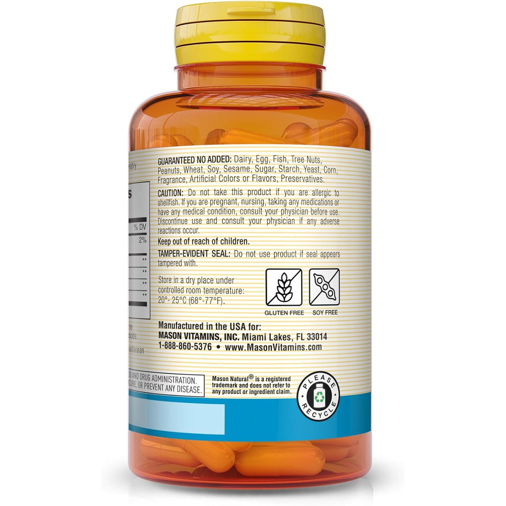 MASON NATURAL Glucosamine Chondroitin with Collagen & Hyaluronic Acid, 45-Day Supply Capsules for Normal Joint, Mobility, Flexibility, & Aging Support, 90 Capsules