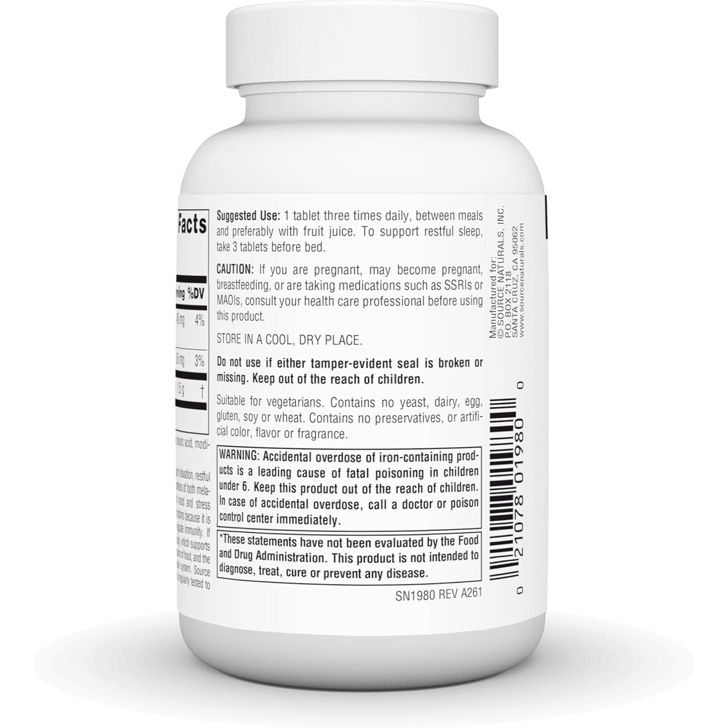 Source Naturals L-Tryptophan, for Mood, Relaxation, and Sleep*, 500Mg - 120 Tablets