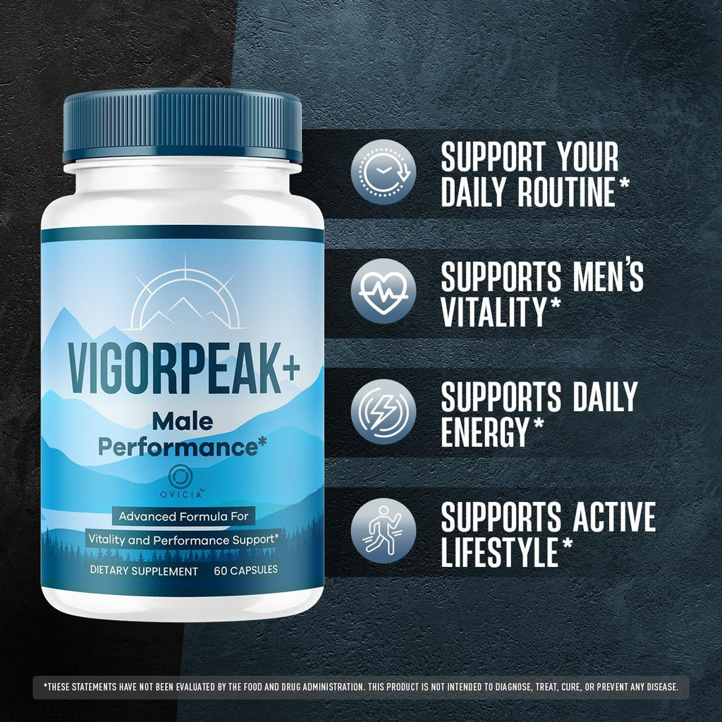 Vigor Peak Capsules - Official Vigorpeak Pills Advanced Premium Formula Support Maximum Strength, All Natural Ingredients Vitamins for Overall Health & Wellness, 60 Capsules for 1 Month
