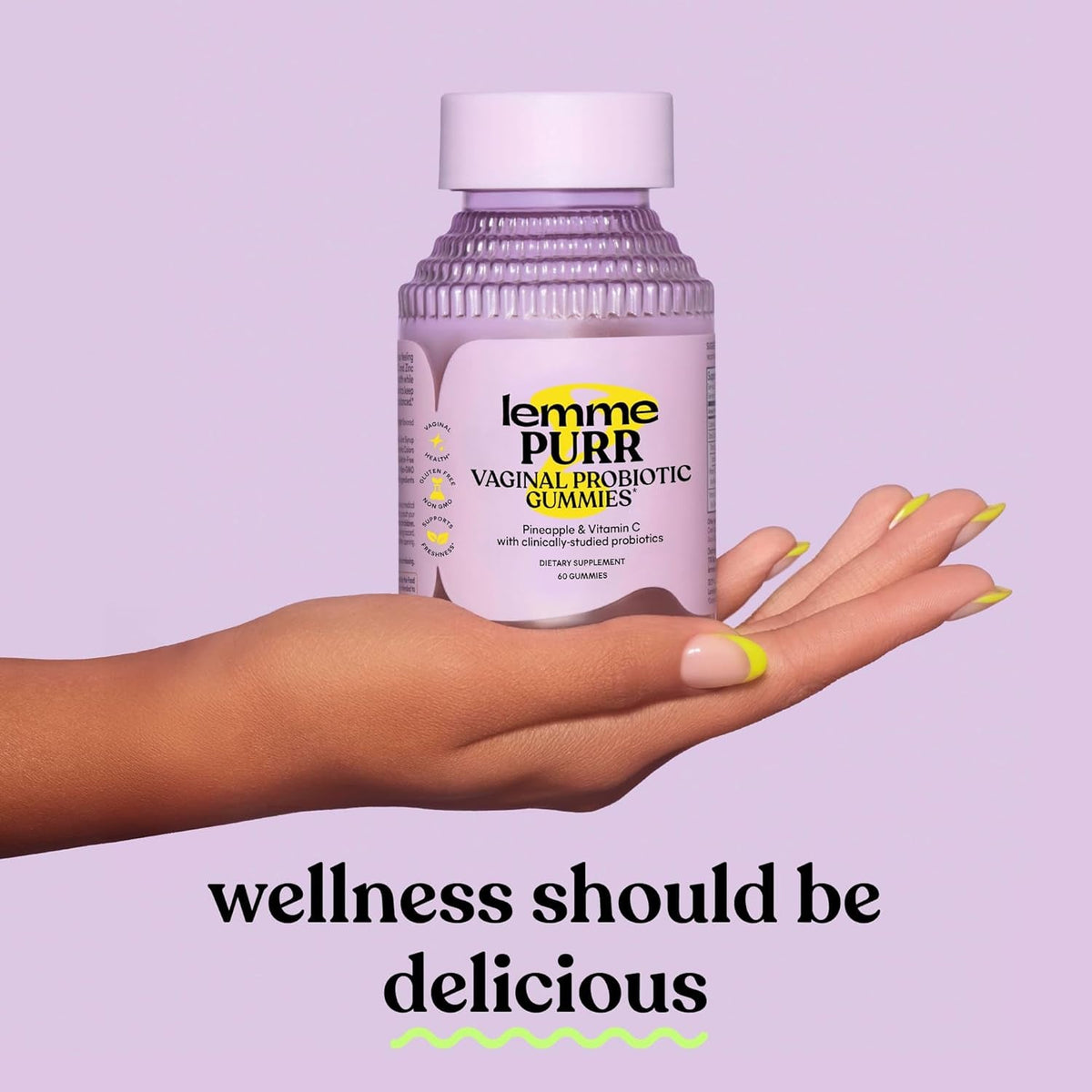 Lemme Purr Vaginal Probiotic Gummies for Women - Balanced Ph, Healthy Odor, Yeast Balance & Flora Support + Vitamin C for Immune Health - Tasty Pineapple (60 Count)