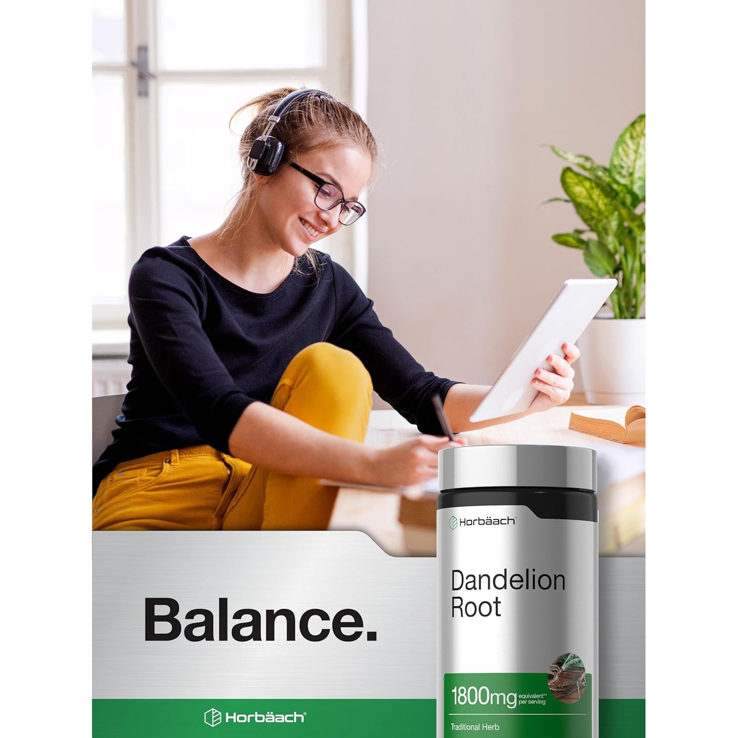 Horbäach Dandelion Root Supplement | 120 Capsules | Non-Gmo, Gluten Free