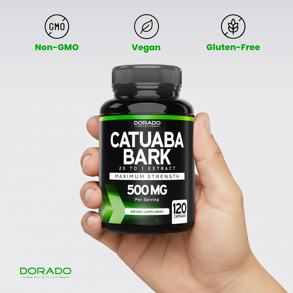 Catuaba Bark Extract 10,000Mg per Serving (120 Capsules) (Erythroxylum Catuaba) 3Rd Party Tested - Drive & Stamina - Made in the USA - Gluten Free & Non-Gmo - Vegan - for Men & Women - (120 Capsules)