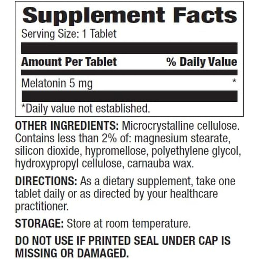 Melatonin 5 Mg - 100 Tablets | Sleep Support | Non-Habit Forming | Vegetarian | 5 Mg per Tablet | Dietary Supplement | GMP Manufactured in USA | 100 Day Supply