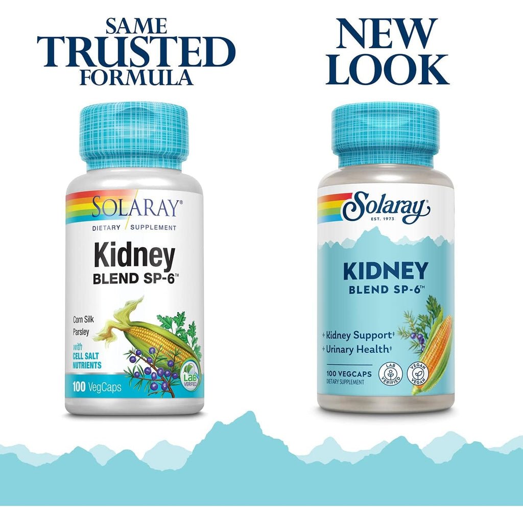 Solaray Kidney Blend SP-6 - Herbal Support Supplement for Women & Men W/ Uva Ursi, Parsley, Juniper, Corn Silk & Cell Salt Nutrients to Help Support Health & Wellness, Non-Gmo - 100 Vegan Capsules