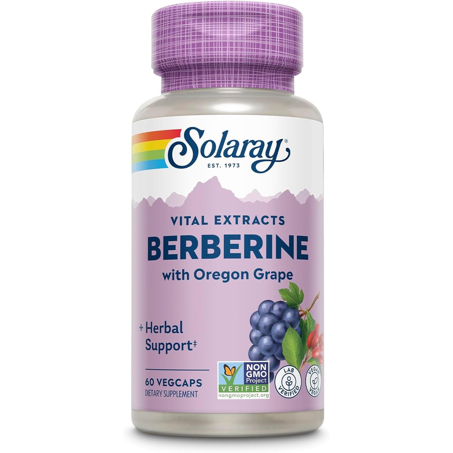 SOLARAY Berberine 250Mg - Berberine Supplement for a Healthy, Active Lifestyle - with Berberine Hcl from Indian Barberry plus Oregon Grape - Vegan, Non-Gmo, 60-Day Guarantee - 60 Servings, 60 Vegcaps