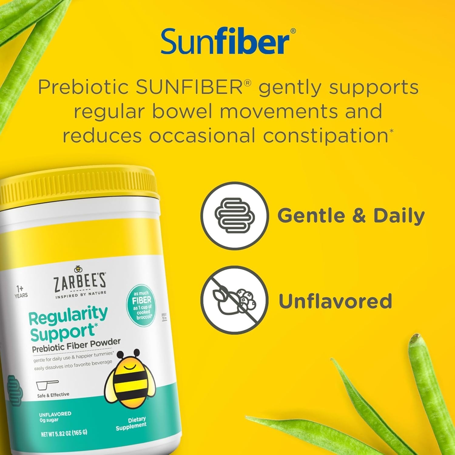 Zarbee’S Children’S Regularity Support Prebiotic Fiber Powder, Flavorless, Sugar Free, Gluten-Free, Daily Fiber Supplement for Kids & Toddlers 1 to 12 Years, 5.82 Oz
