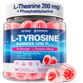 L Tyrosine Gummies Supplement 1200Mg, GABA L-Theanine Supplement 200Mg with Magnesium Glycinate Vitamin B6, D3 & C - Calm & Focus Gummies - Brain Supplements for Memory, Mood & Relax for Adults, 60Cts