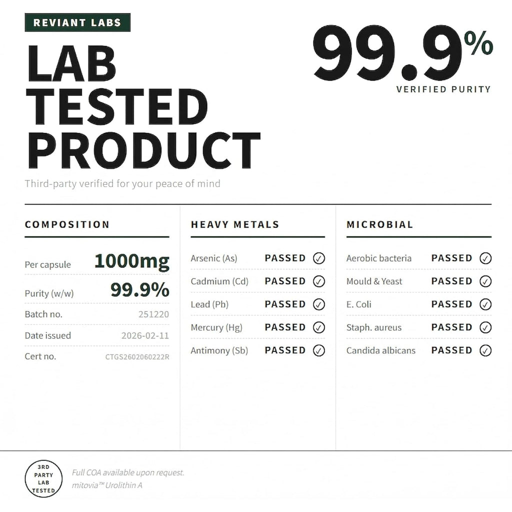 Urolithin a 1000Mg Supplement - 99.9% High Purity for Cellular Vitality, Longevity & Muscle Support - 120 Capsules, 60-Day Supply - Non-Gmo, Third Party Tested