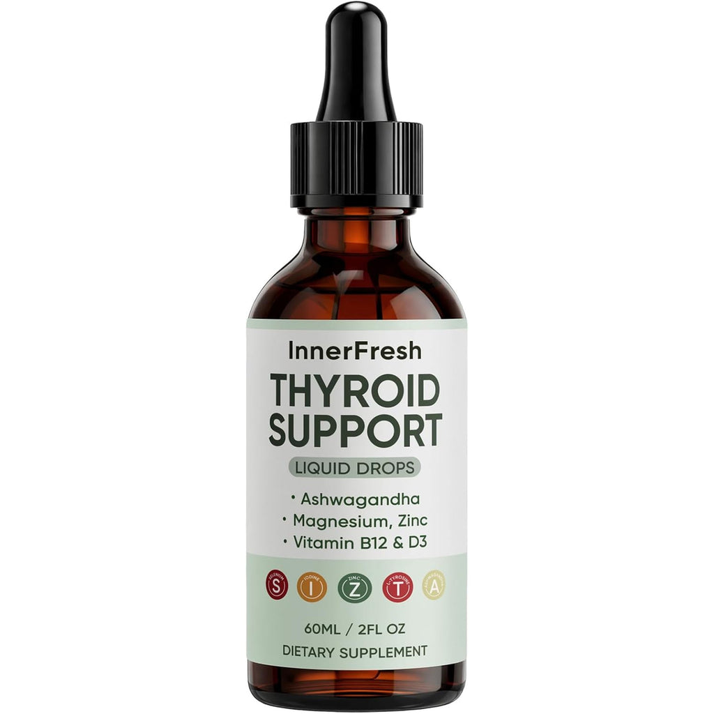 Thyroid Support Drops, Thyroid Support Liquid Drops for Women & Men, with Ashwagandha, Vitamin B12 & D3 and Magnesium, Help Support Mood, Promote Metabolism, 60 ML/2FL OZ