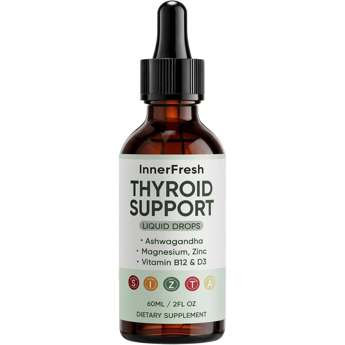 Thyroid Support Drops, Thyroid Support Liquid Drops for Women & Men, with Ashwagandha, Vitamin B12 & D3 and Magnesium, Help Support Mood, Promote Metabolism, 60 ML/2FL OZ