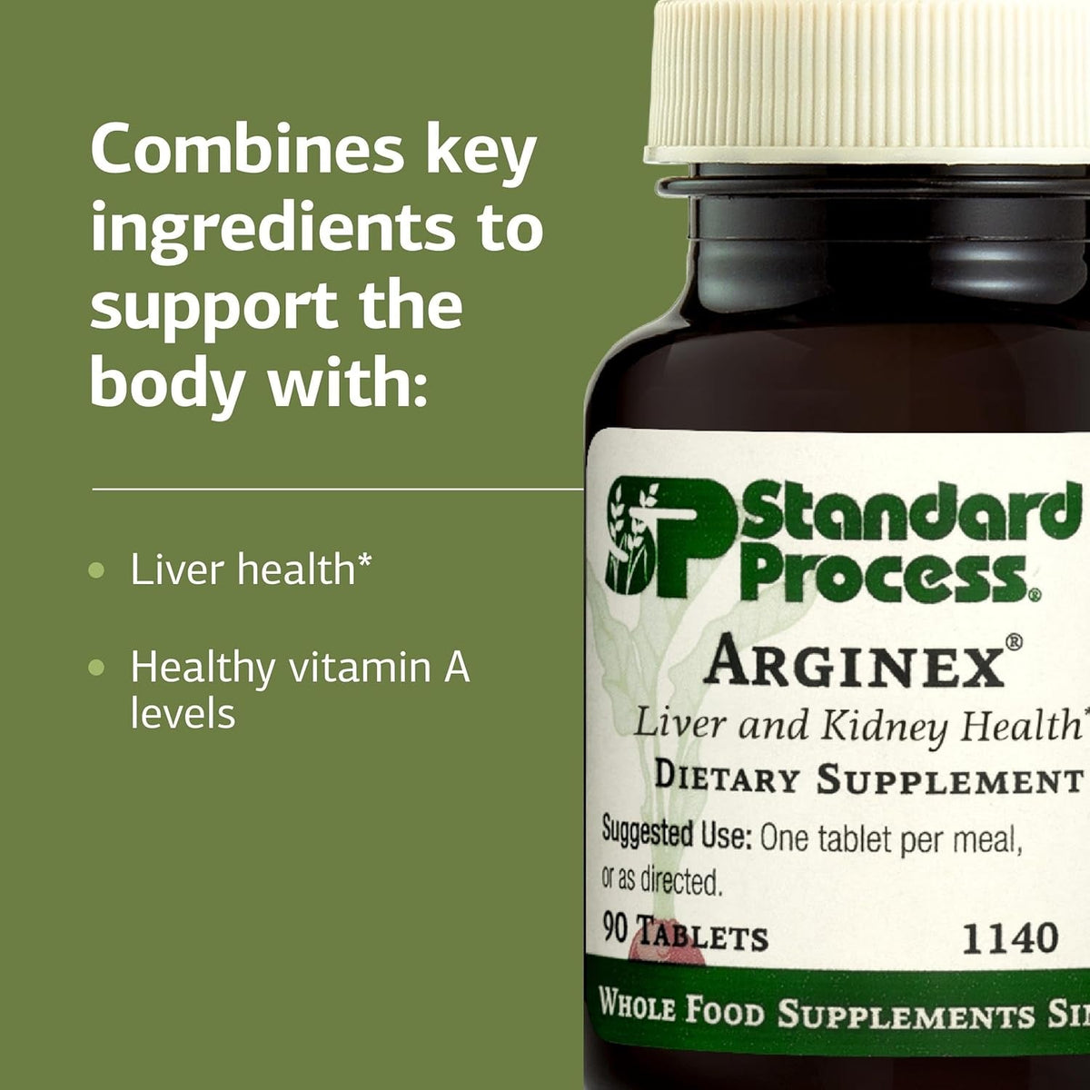 Standard Process Arginex - Liver & Kidney Health Supplement - Contains Antioxidant Vitamin a & Important Phytonutrients - Gluten-Free, Non-Dairy & Non-Soy - 90 Tablets (90 Servings)