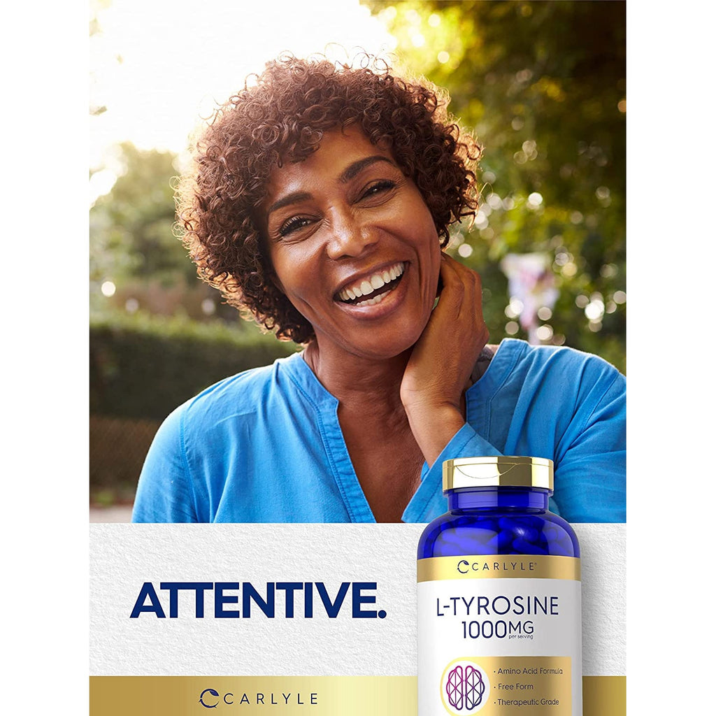 Carlyle L Tyrosine Capsules 1000Mg | 300 Count | Therapeutic Grade | for Men and Women | Non-Gmo & Gluten Free Supplement